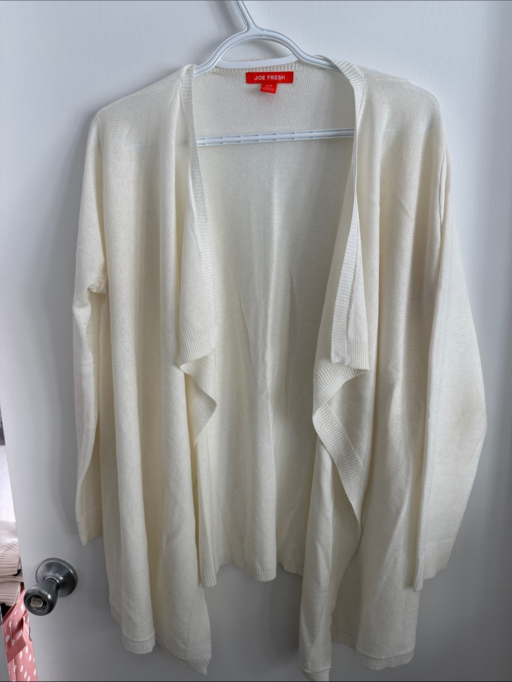 Joe Fresh Cream Open-Front Draped Cardigan